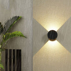 Lámpara de pared LED impermeable para patio al aire libre, moderna, minimalista, redonda, de aluminio, con iluminación superior e inferior