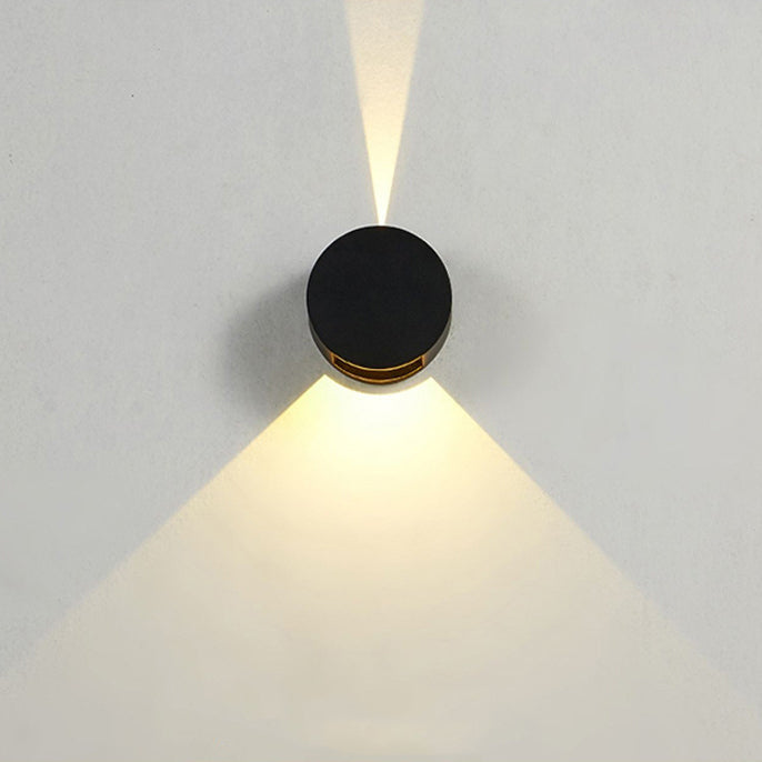 Lámpara de pared LED impermeable para patio al aire libre, moderna, minimalista, redonda, de aluminio, con iluminación superior e inferior