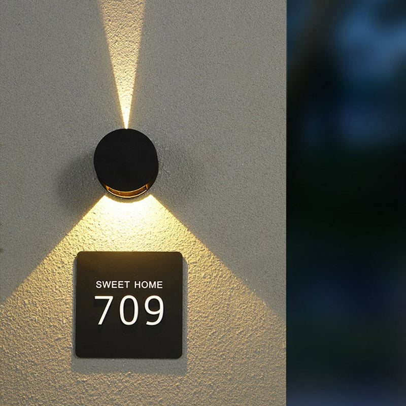 Lámpara de pared LED impermeable para patio al aire libre, moderna, minimalista, redonda, de aluminio, con iluminación superior e inferior