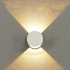 Lámpara de pared LED impermeable para patio al aire libre, moderna, minimalista, redonda, de aluminio, con iluminación superior e inferior