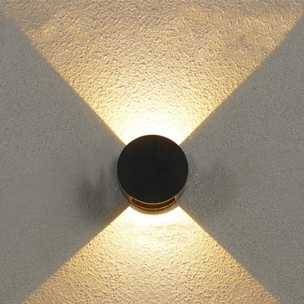 Lámpara de pared LED impermeable para patio al aire libre, moderna, minimalista, redonda, de aluminio, con iluminación superior e inferior