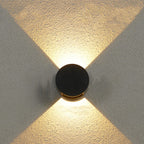 Lámpara de pared LED impermeable para patio al aire libre, moderna, minimalista, redonda, de aluminio, con iluminación superior e inferior