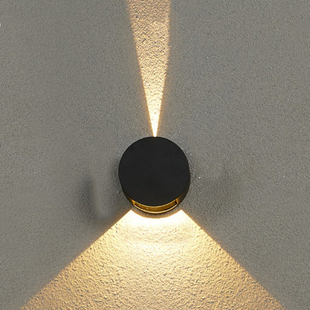 Lámpara de pared LED impermeable para patio al aire libre, moderna, minimalista, redonda, de aluminio, con iluminación superior e inferior