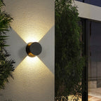 Lámpara de pared LED impermeable para patio al aire libre, moderna, minimalista, redonda, de aluminio, con iluminación superior e inferior