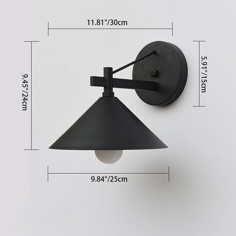 Lámpara de pared de exterior impermeable contemporánea nórdica de hierro geométrico cónico de 1 luz para jardín
