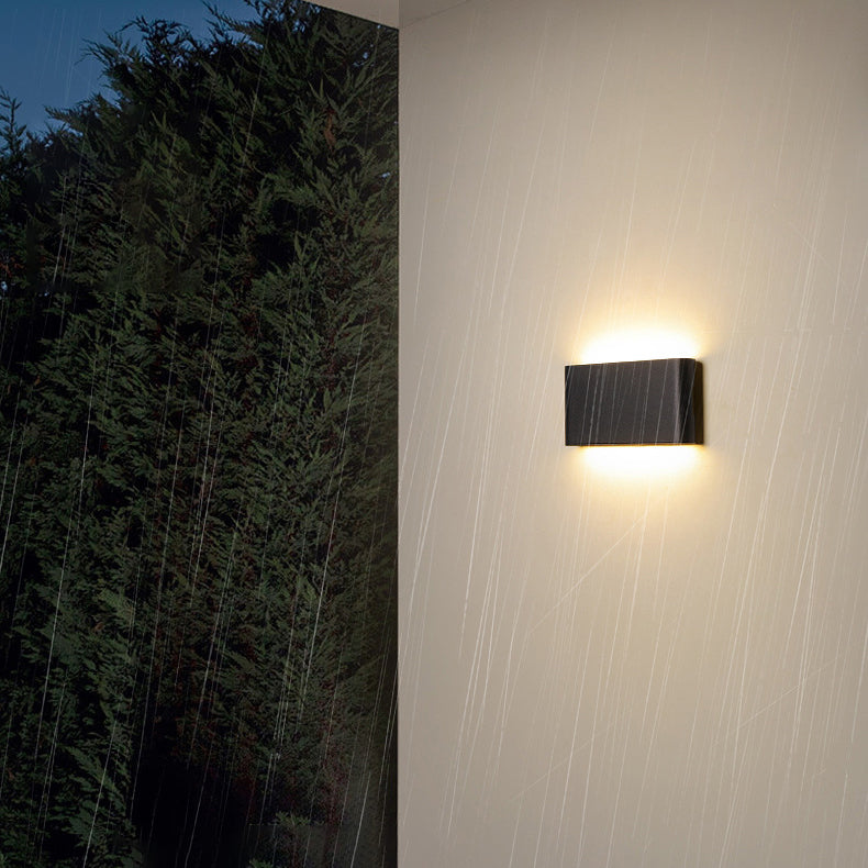 Lámpara aplique de pared exterior LED rectangular de aluminio, minimalista moderna e impermeable para patio exterior