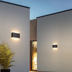 Lámpara aplique de pared exterior LED rectangular de aluminio, minimalista moderna e impermeable para patio exterior