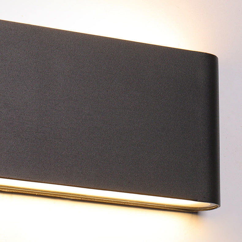 Lámpara aplique de pared exterior LED rectangular de aluminio, minimalista moderna e impermeable para patio exterior