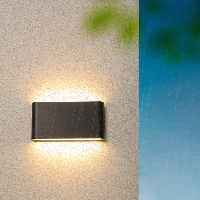 Lámpara aplique de pared exterior LED rectangular de aluminio, minimalista moderna e impermeable para patio exterior