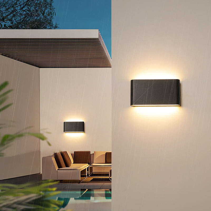 Lámpara aplique de pared exterior LED rectangular de aluminio, minimalista moderna e impermeable para patio exterior