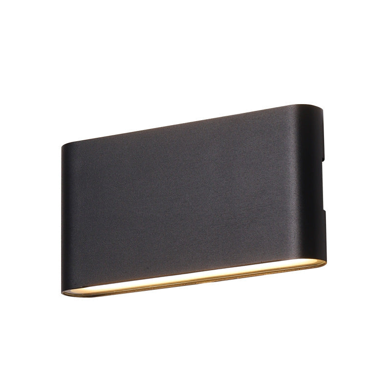 Lámpara aplique de pared exterior LED rectangular de aluminio, minimalista moderna e impermeable para patio exterior