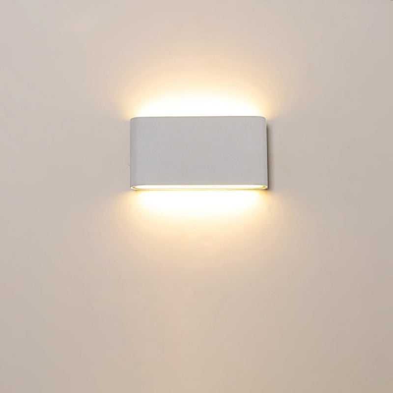 Lámpara aplique de pared exterior LED rectangular de aluminio, minimalista moderna e impermeable para patio exterior