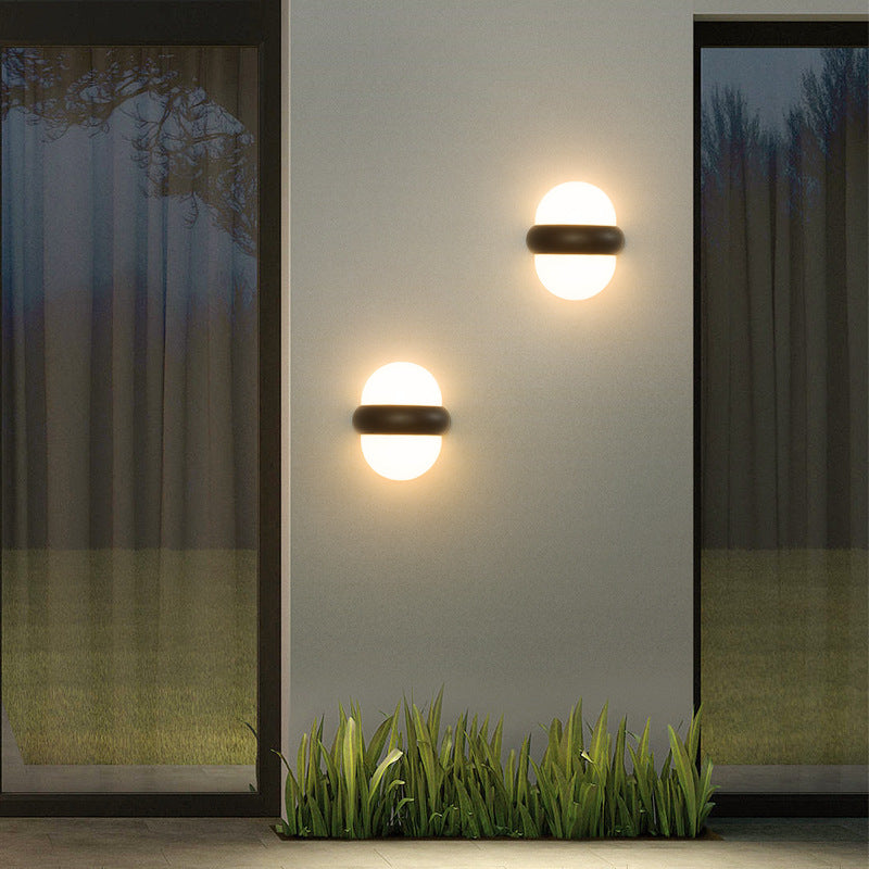Contemporary Nordic Waterproof Aluminum Ellipse LED Outdoor Wall Sconce Lamp For Garden