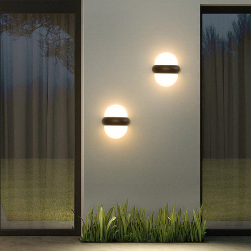 Contemporary Nordic Waterproof Aluminum Ellipse LED Outdoor Wall Sconce Lamp For Garden