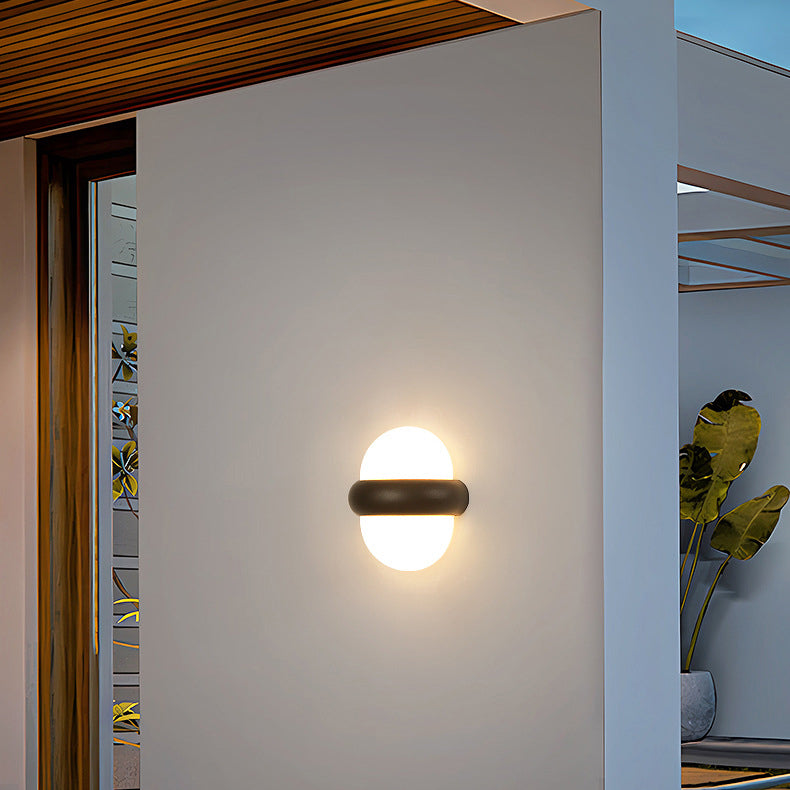 Lámpara de pared LED elíptica impermeable de aluminio, estilo nórdico contemporáneo, para exteriores y jardín