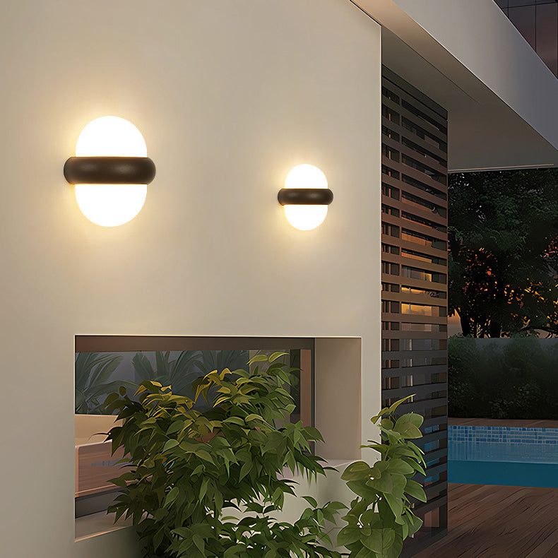 Lámpara de pared LED elíptica impermeable de aluminio, estilo nórdico contemporáneo, para exteriores y jardín