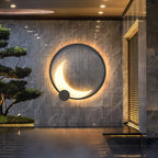 Contemporary Simplicity Geometric Circle Ring Stainless Steel Acrylic LED Solar Outdoor Wall Sconce Lamp For Garden