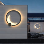 Contemporary Simplicity Geometric Circle Ring Stainless Steel Acrylic LED Solar Outdoor Wall Sconce Lamp For Garden
