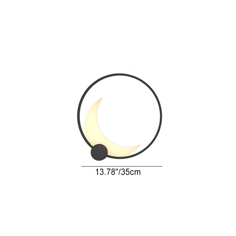 Contemporary Simplicity Geometric Circle Ring Stainless Steel Acrylic LED Solar Outdoor Wall Sconce Lamp For Garden
