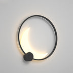 Contemporary Simplicity Geometric Circle Ring Stainless Steel Acrylic LED Solar Outdoor Wall Sconce Lamp For Garden