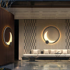 Contemporary Simplicity Geometric Circle Ring Stainless Steel Acrylic LED Solar Outdoor Wall Sconce Lamp For Garden