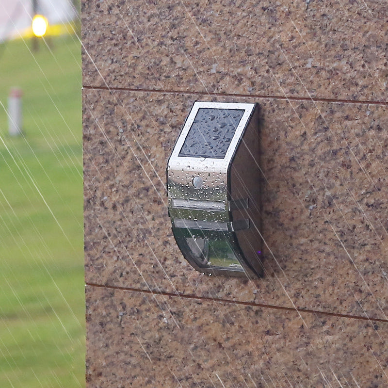 Lámpara de pared LED moderna, minimalista, solar, impermeable, trapezoidal, de ABS, PC y acero inoxidable para exteriores