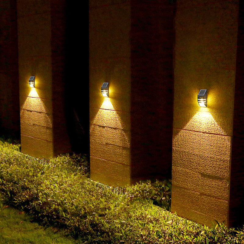 Lámpara de pared LED moderna, minimalista, solar, impermeable, trapezoidal, de ABS, PC y acero inoxidable para exteriores