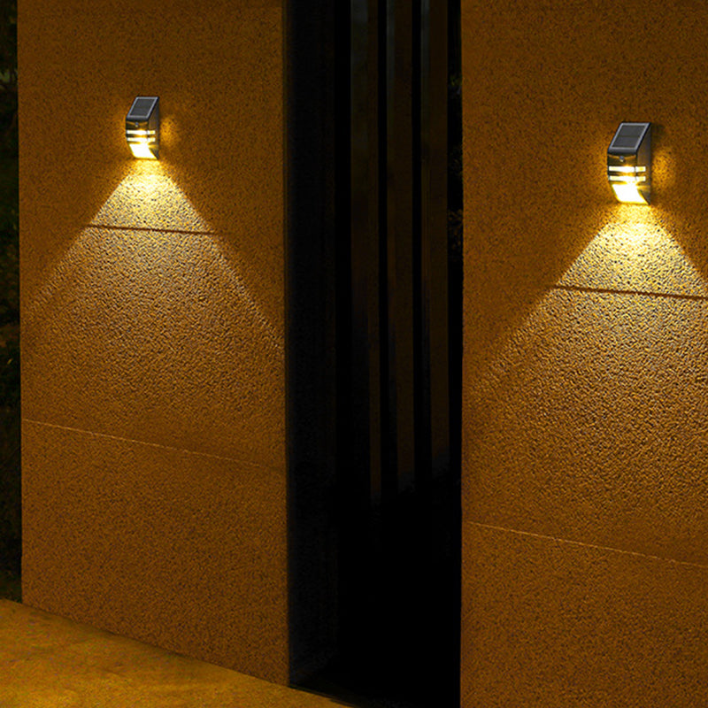 Lámpara de pared LED moderna, minimalista, solar, impermeable, trapezoidal, de ABS, PC y acero inoxidable para exteriores