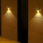 Lámpara de pared LED moderna, minimalista, solar, impermeable, trapezoidal, de ABS, PC y acero inoxidable para exteriores