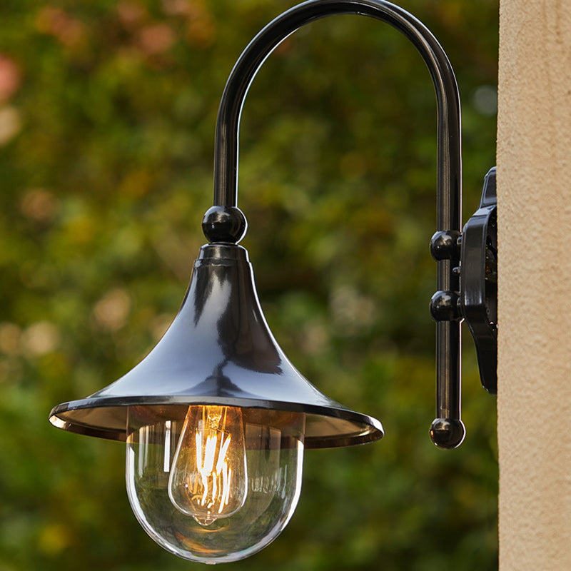 Contemporary Industrial Waterproof Horn Shape Round Cone Aluminum Acrylic 1-Light Wall Sconce Lamp For Outdoor