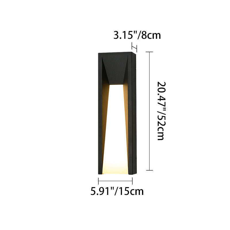 Lámpara de pared exterior LED rectangular de acrílico y acero inoxidable, impermeable, minimalista moderna para jardín