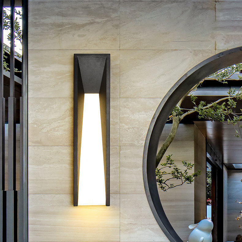 Lámpara de pared exterior LED rectangular de acrílico y acero inoxidable, impermeable, minimalista moderna para jardín