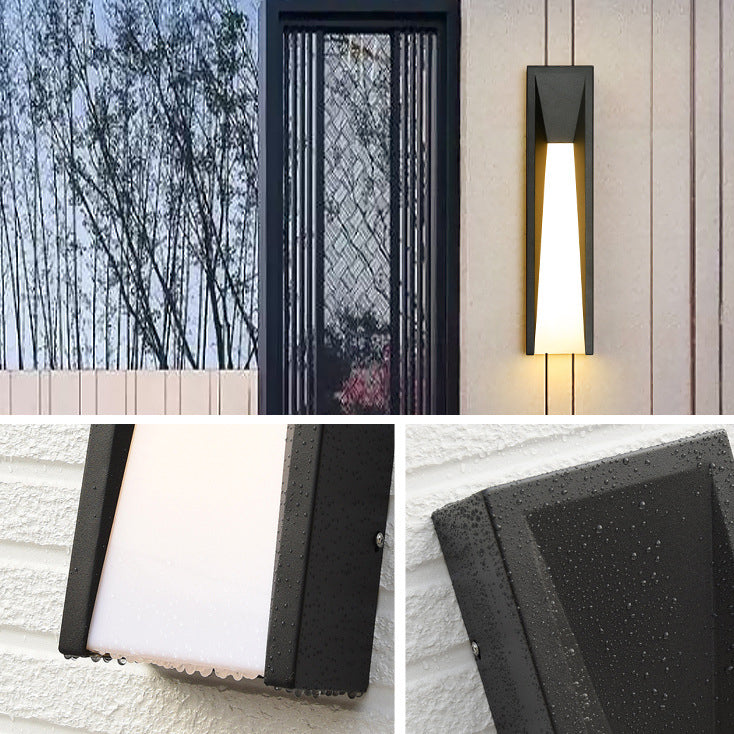 Lámpara de pared exterior LED rectangular de acrílico y acero inoxidable, impermeable, minimalista moderna para jardín