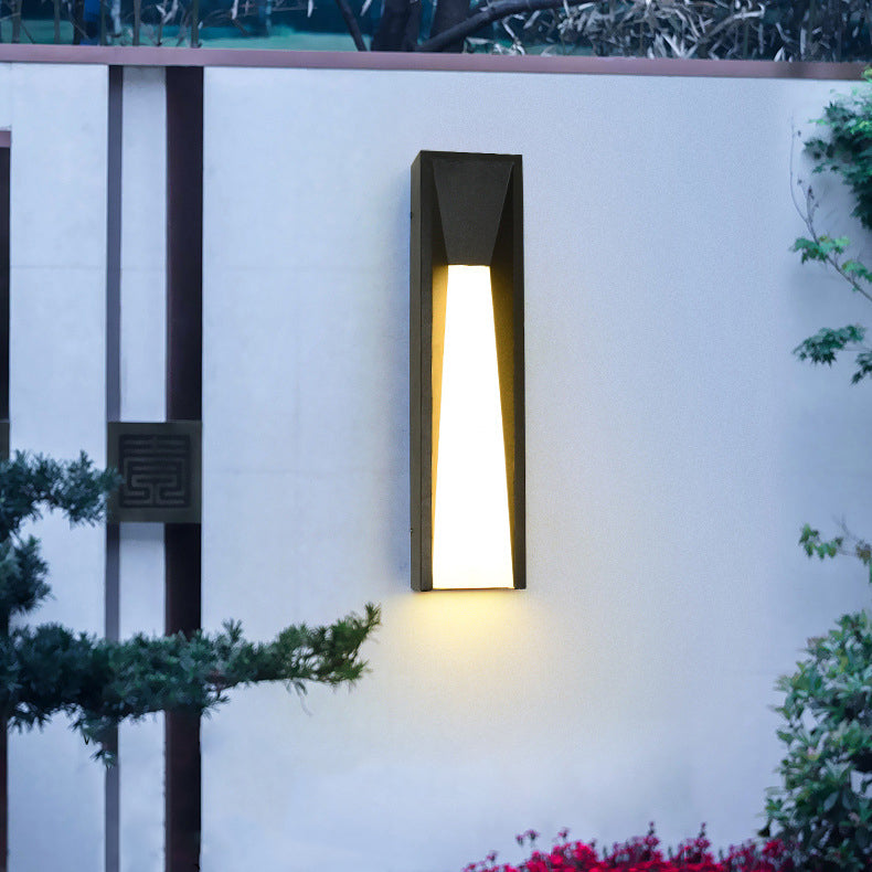 Lámpara de pared exterior LED rectangular de acrílico y acero inoxidable, impermeable, minimalista moderna para jardín