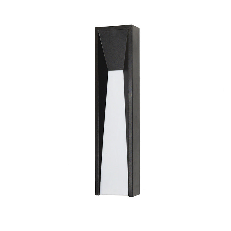 Lámpara de pared exterior LED rectangular de acrílico y acero inoxidable, impermeable, minimalista moderna para jardín