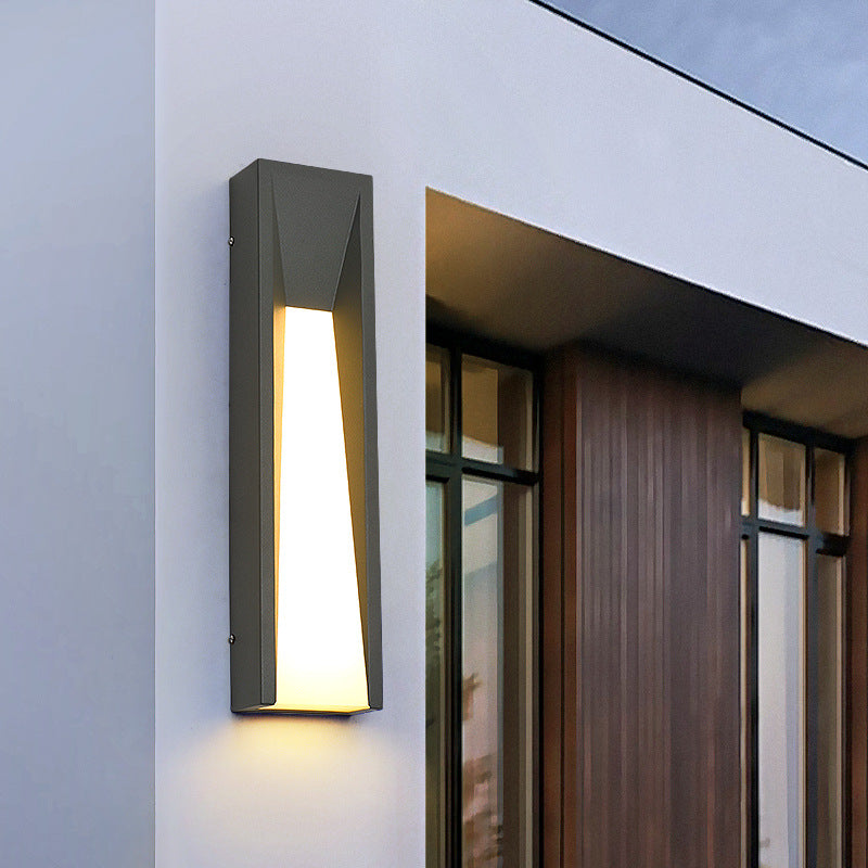 Lámpara de pared exterior LED rectangular de acrílico y acero inoxidable, impermeable, minimalista moderna para jardín