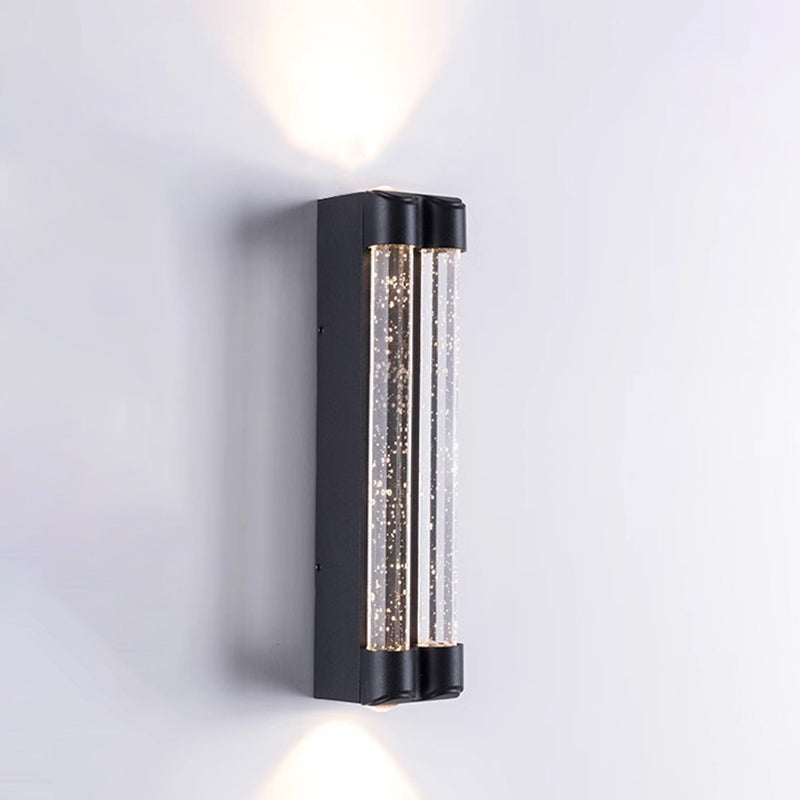 Modern Minimalist Waterproof Trapezoid Cylindrical Stainless Steel Crystal LED Outdoor Wall Sconce Lamp For Garden