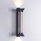 Modern Minimalist Waterproof Trapezoid Cylindrical Stainless Steel Crystal LED Outdoor Wall Sconce Lamp For Garden