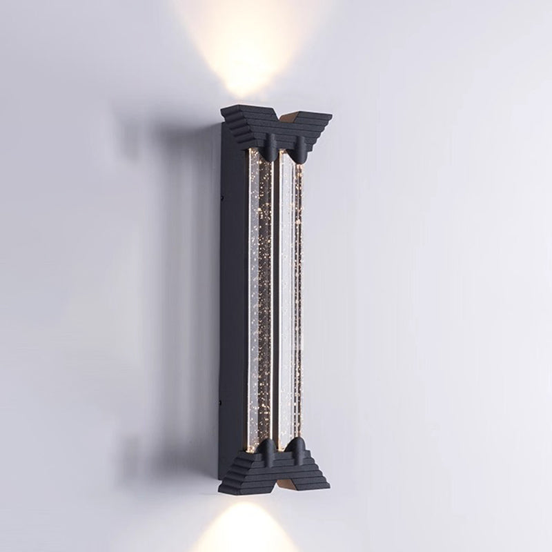 Modern Minimalist Waterproof Trapezoid Cylindrical Stainless Steel Crystal LED Outdoor Wall Sconce Lamp For Garden