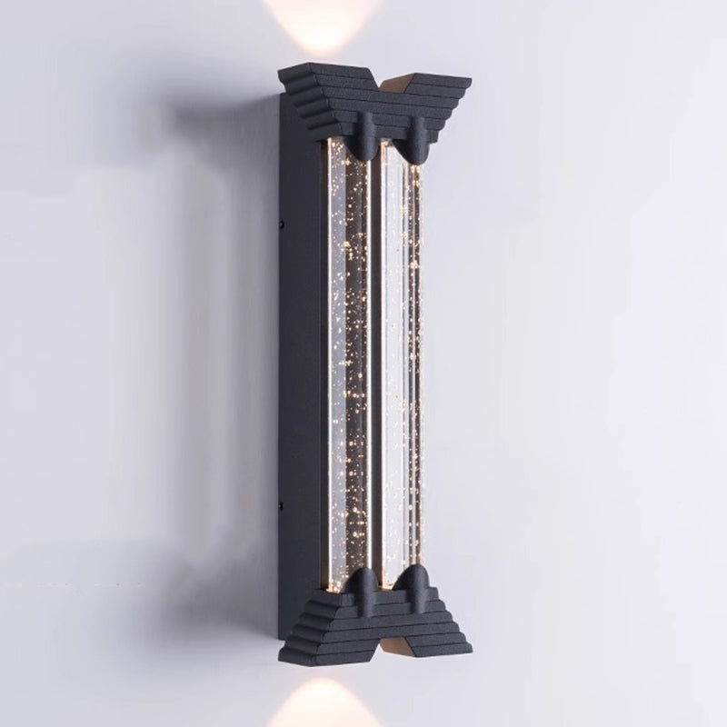 Modern Minimalist Waterproof Trapezoid Cylindrical Stainless Steel Crystal LED Outdoor Wall Sconce Lamp For Garden