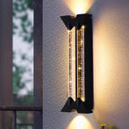 Modern Minimalist Waterproof Trapezoid Cylindrical Stainless Steel Crystal LED Outdoor Wall Sconce Lamp For Garden