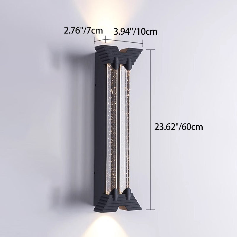 Modern Minimalist Waterproof Trapezoid Cylindrical Stainless Steel Crystal LED Outdoor Wall Sconce Lamp For Garden