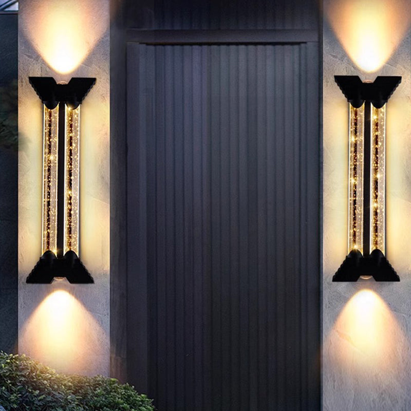 Modern Minimalist Waterproof Trapezoid Cylindrical Stainless Steel Crystal LED Outdoor Wall Sconce Lamp For Garden