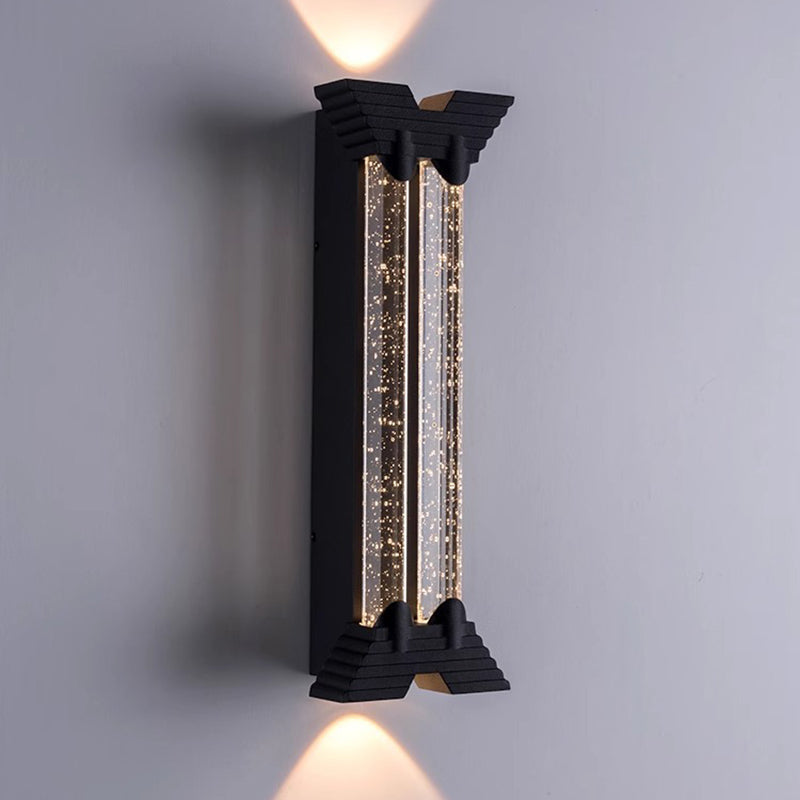 Modern Minimalist Waterproof Trapezoid Cylindrical Stainless Steel Crystal LED Outdoor Wall Sconce Lamp For Garden