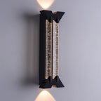 Modern Minimalist Waterproof Trapezoid Cylindrical Stainless Steel Crystal LED Outdoor Wall Sconce Lamp For Garden