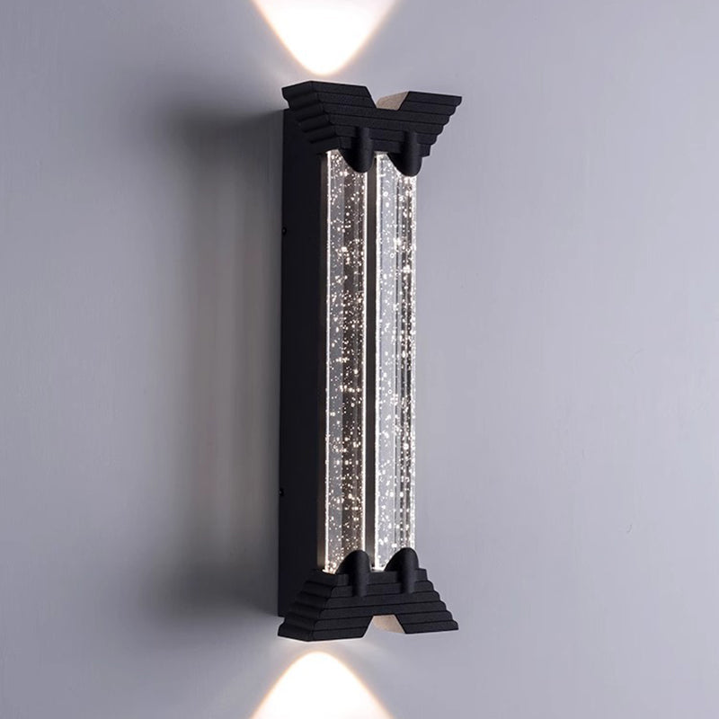 Modern Minimalist Waterproof Trapezoid Cylindrical Stainless Steel Crystal LED Outdoor Wall Sconce Lamp For Garden