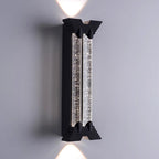 Modern Minimalist Waterproof Trapezoid Cylindrical Stainless Steel Crystal LED Outdoor Wall Sconce Lamp For Garden