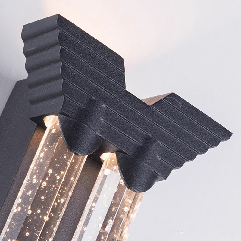 Modern Minimalist Waterproof Trapezoid Cylindrical Stainless Steel Crystal LED Outdoor Wall Sconce Lamp For Garden