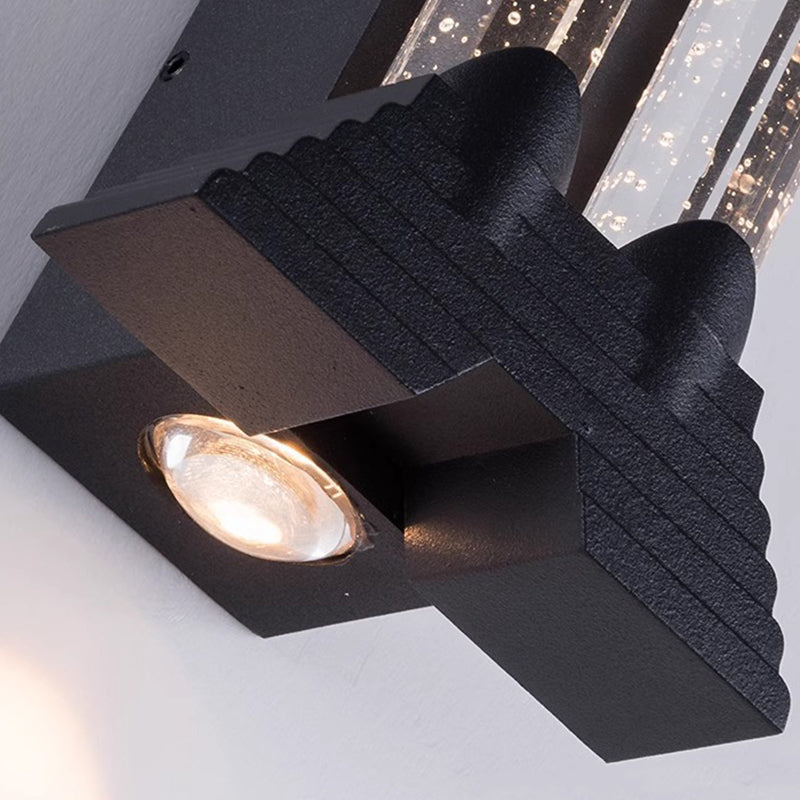 Modern Minimalist Waterproof Trapezoid Cylindrical Stainless Steel Crystal LED Outdoor Wall Sconce Lamp For Garden