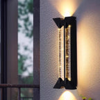 Modern Minimalist Waterproof Trapezoid Cylindrical Stainless Steel Crystal LED Outdoor Wall Sconce Lamp For Garden